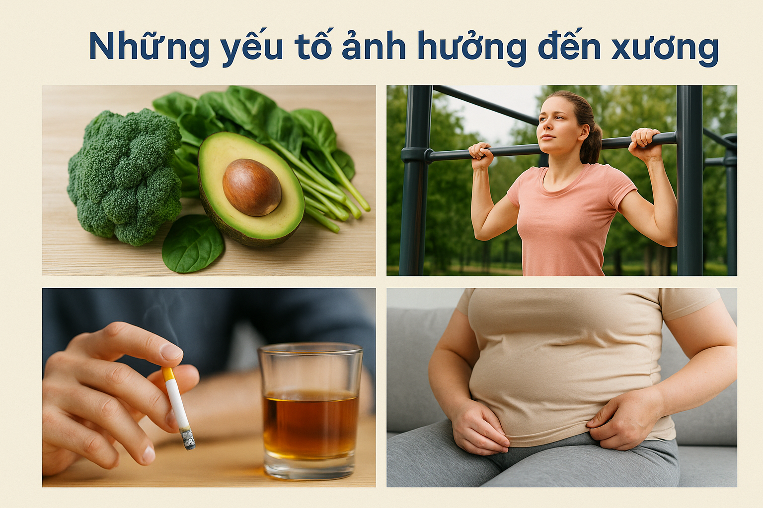 nhiều yếu tố ảnh hưởng đến xương
